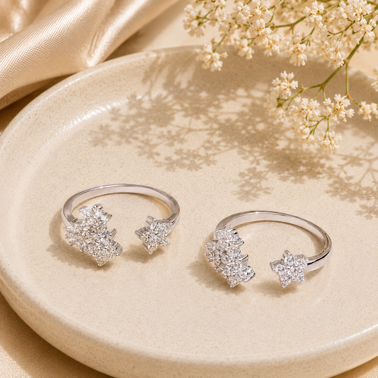 Silver Four Flower Toe Ring