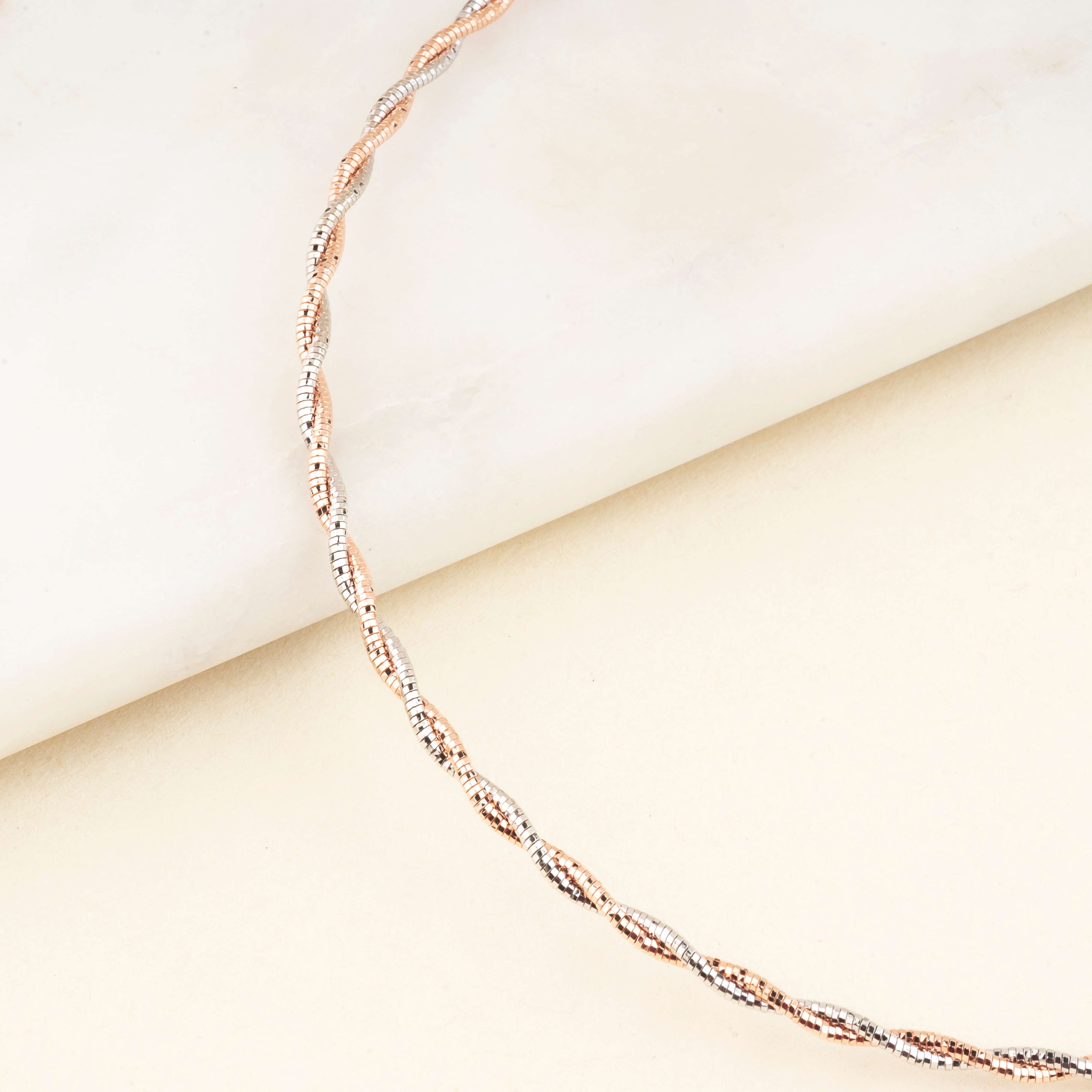 Silver Two Tone Twisted Hasli