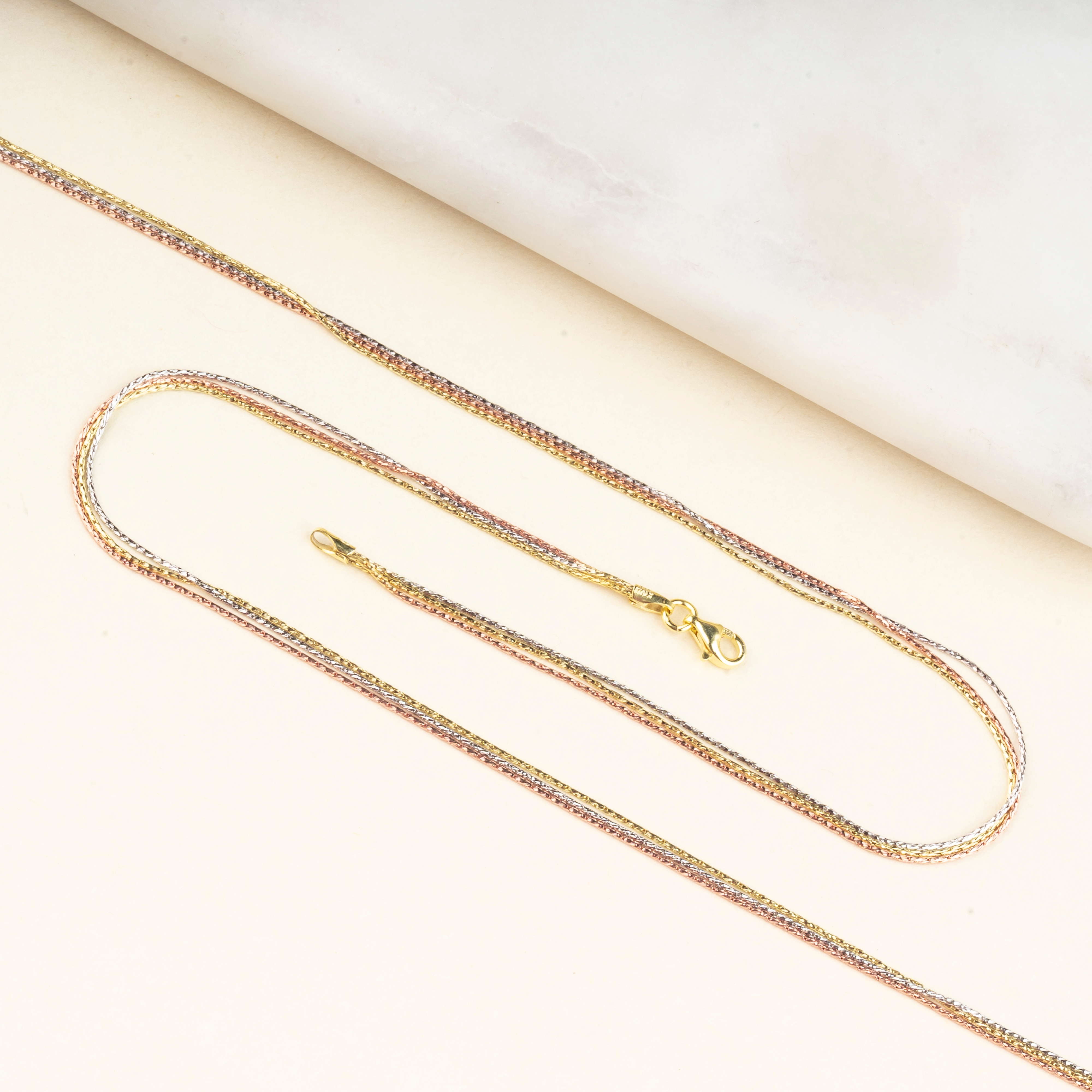 Silver Three Line Multi Tone Anklet