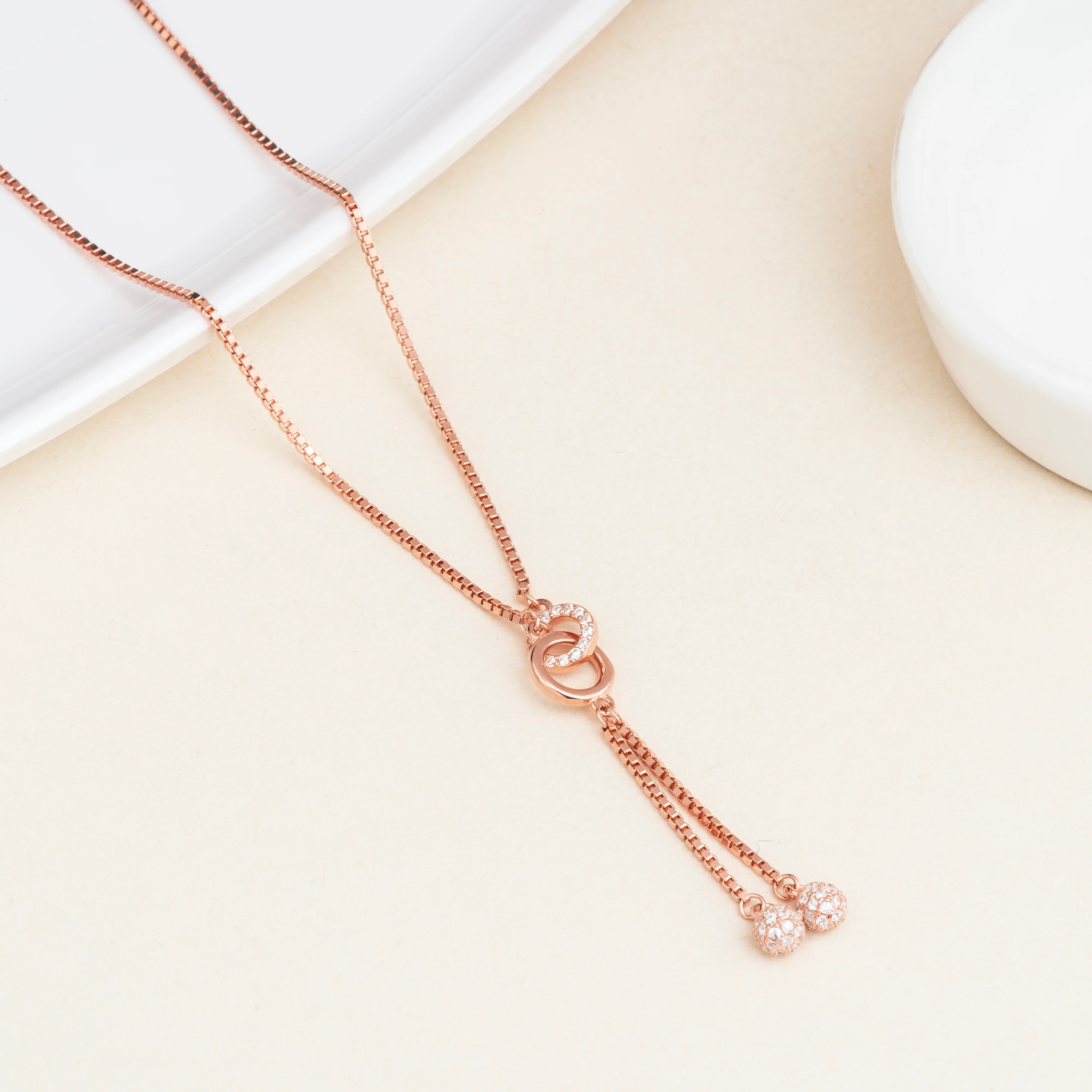 Silver Rose Blush Knot Chain