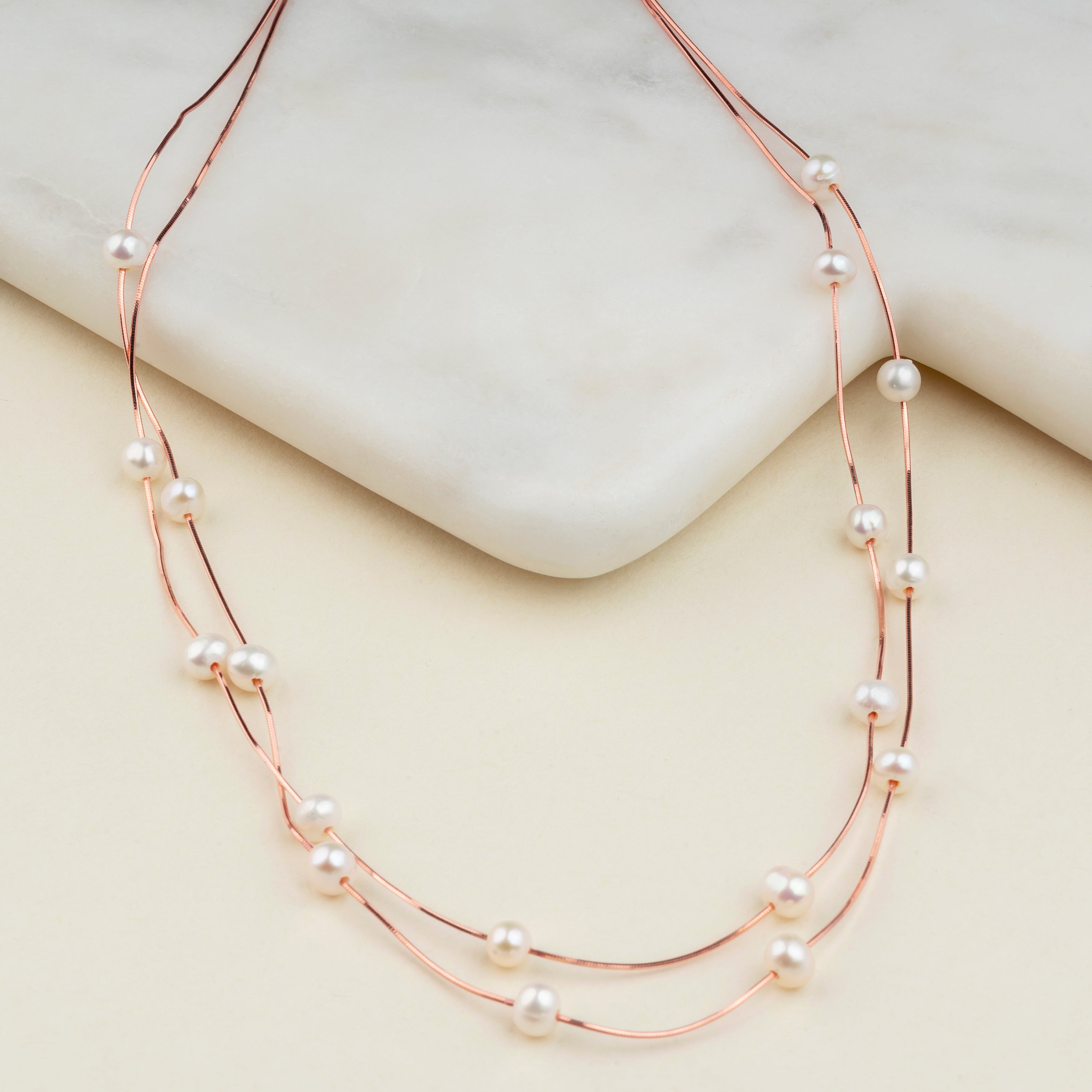 Two Line Pearl Necklaces