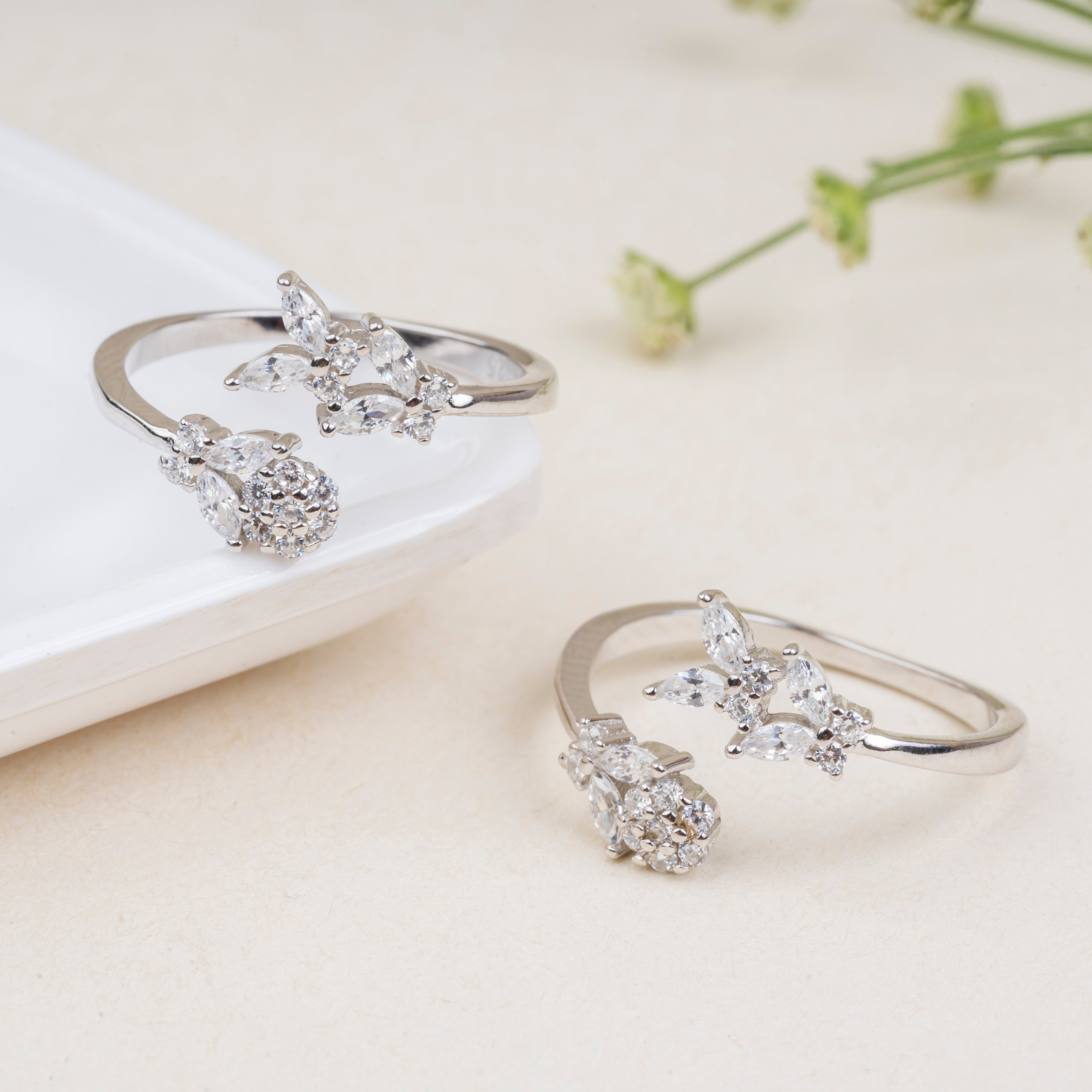 Silver Double Butterfly Toe Ring