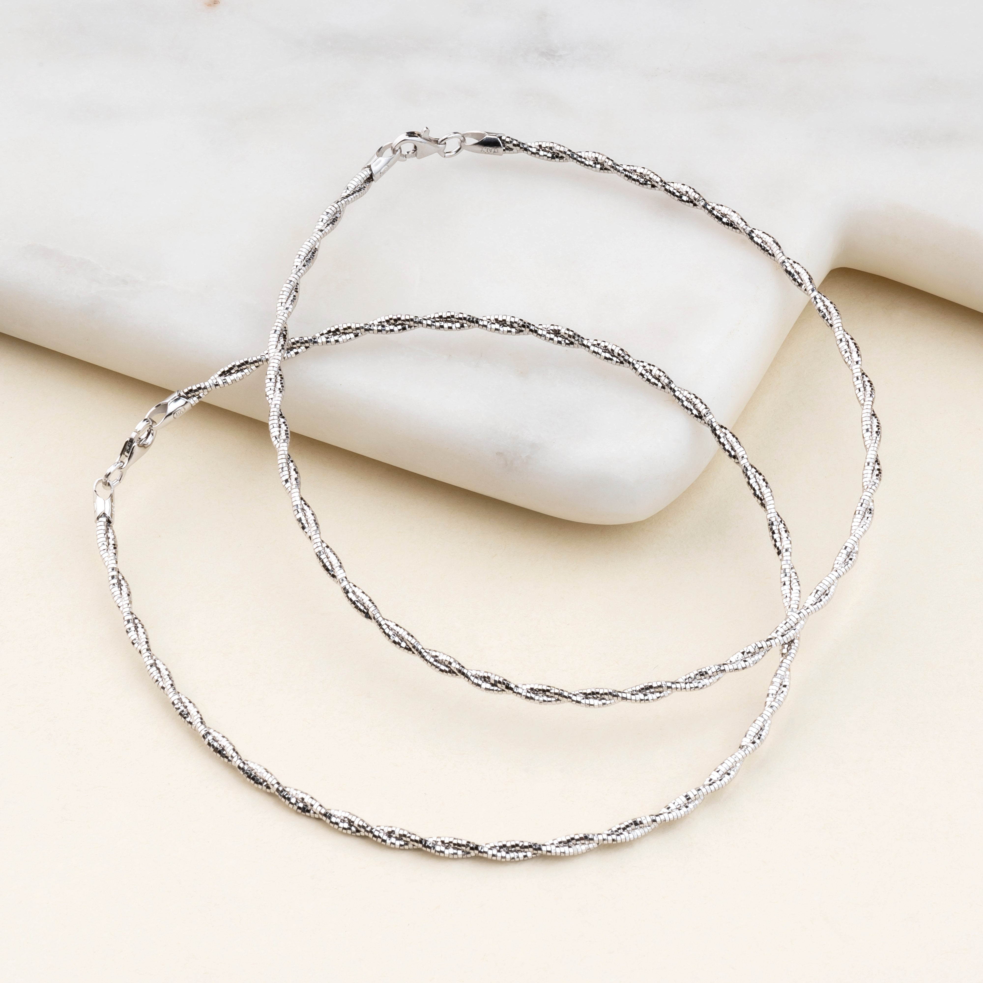 Silver Twisted Shining Anklet