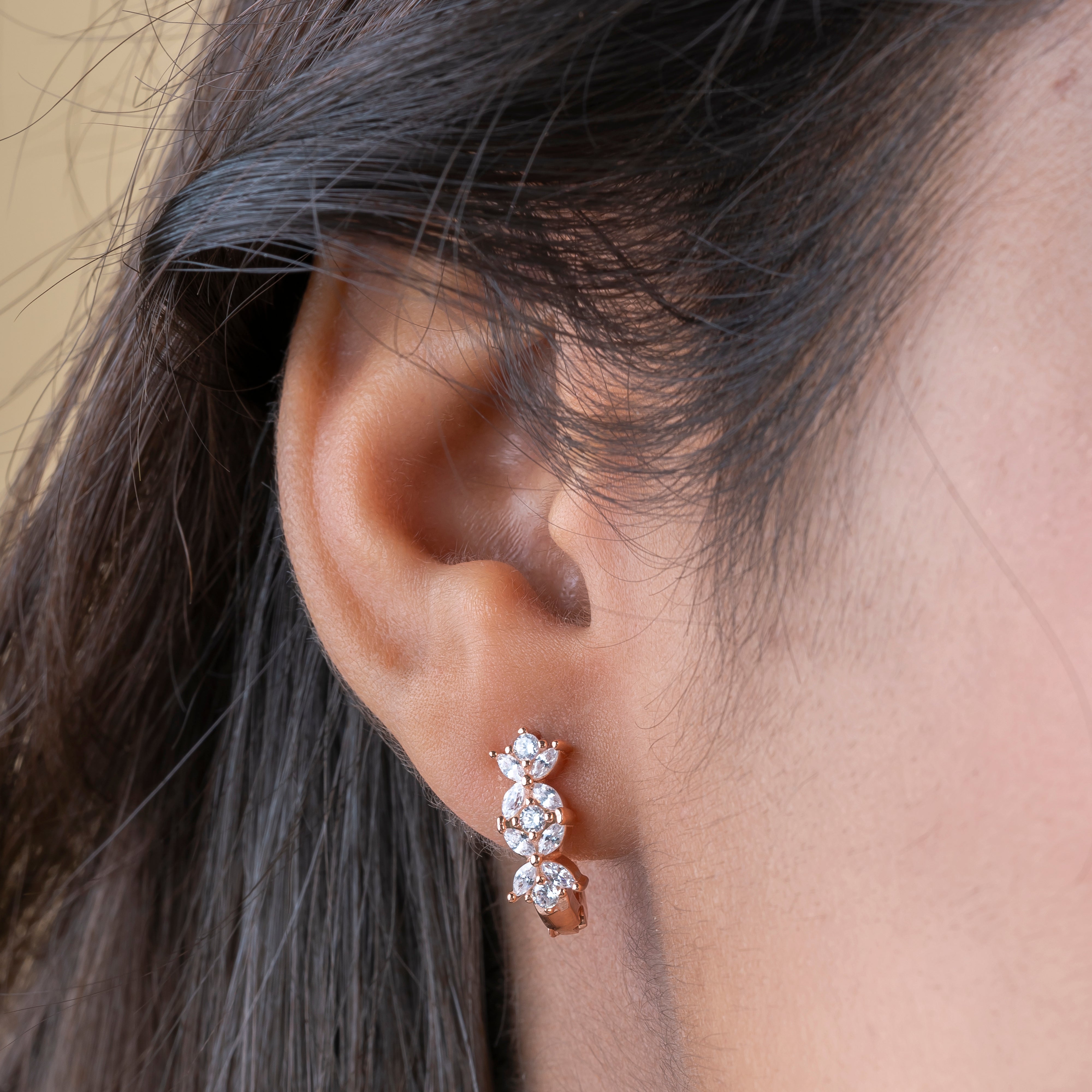 Silver Rose Flower Bali Earrings