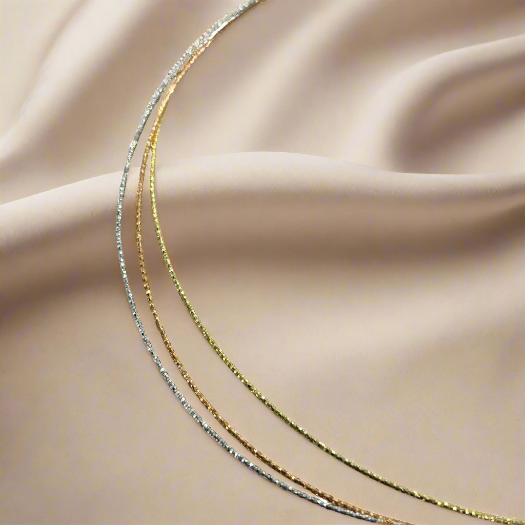 Silver 3 Tone 3 Line Hasli Necklace