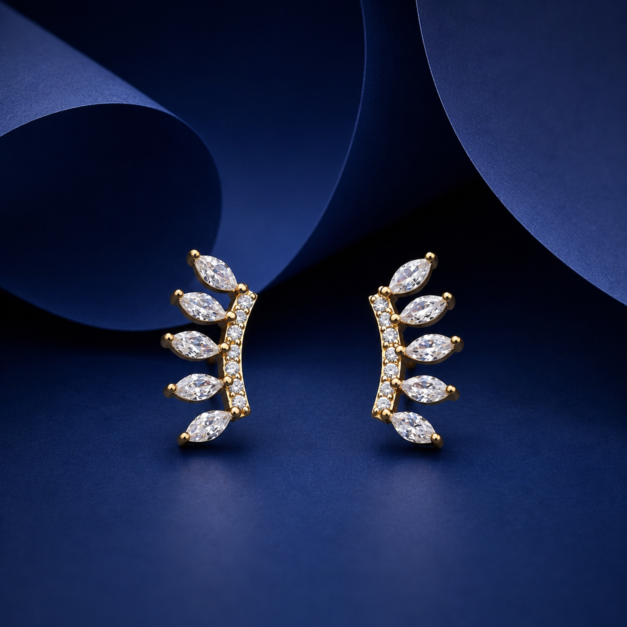 Silver Gold Royal Leaf Ear Cuffs