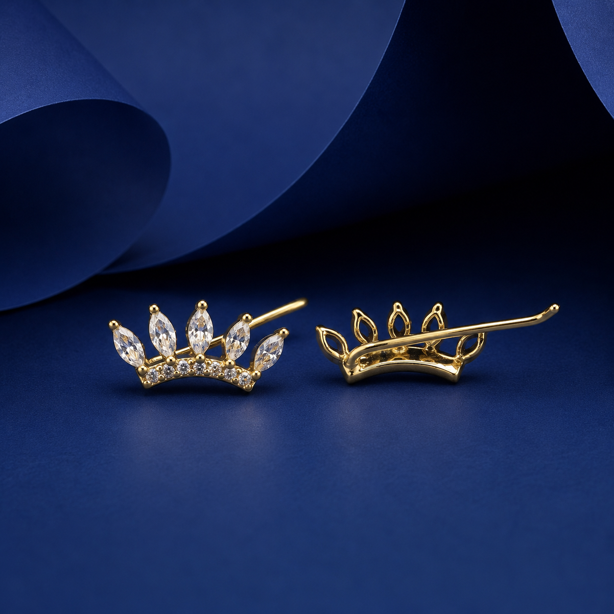 Silver Gold Royal Leaf Ear Cuffs