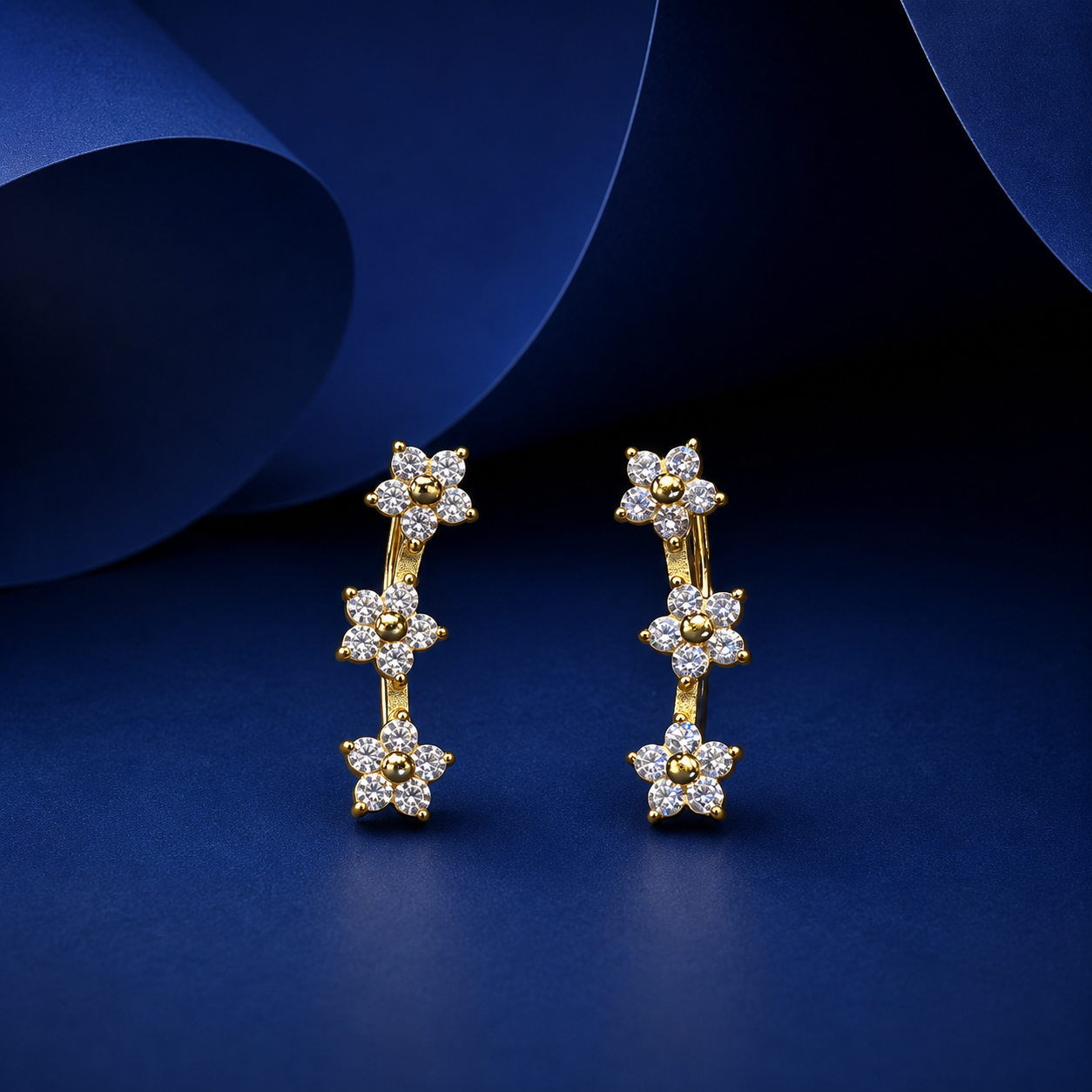 Silver Gold Daisy Bloom Ear Cuffs