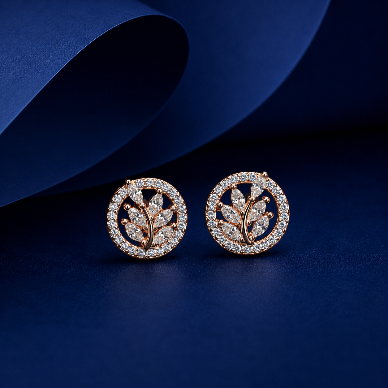 Silver Rose Tree of Life Stud Earrings