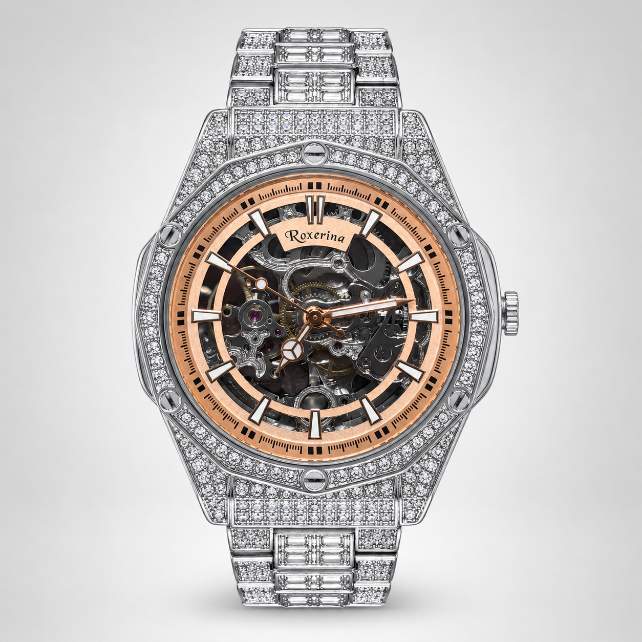 Silver Royal Skeleton Diamond Watch