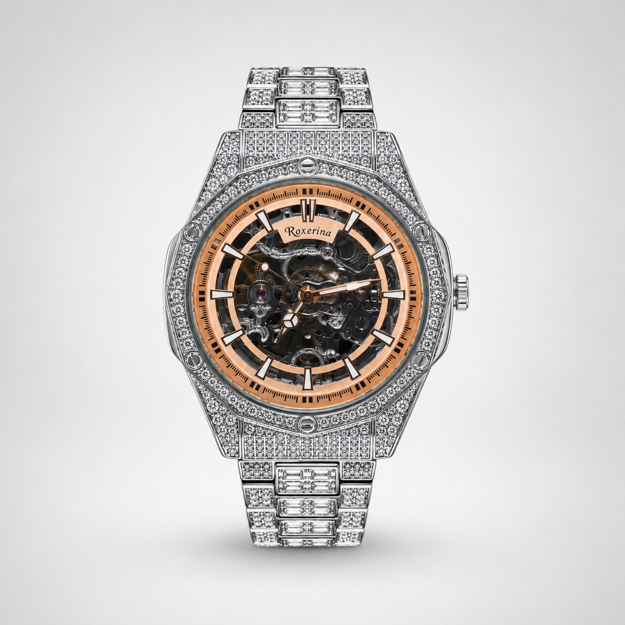 Silver Royal Skeleton Diamond Watch