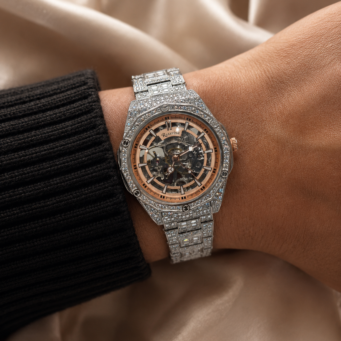 Silver Royal Skeleton Diamond Watch
