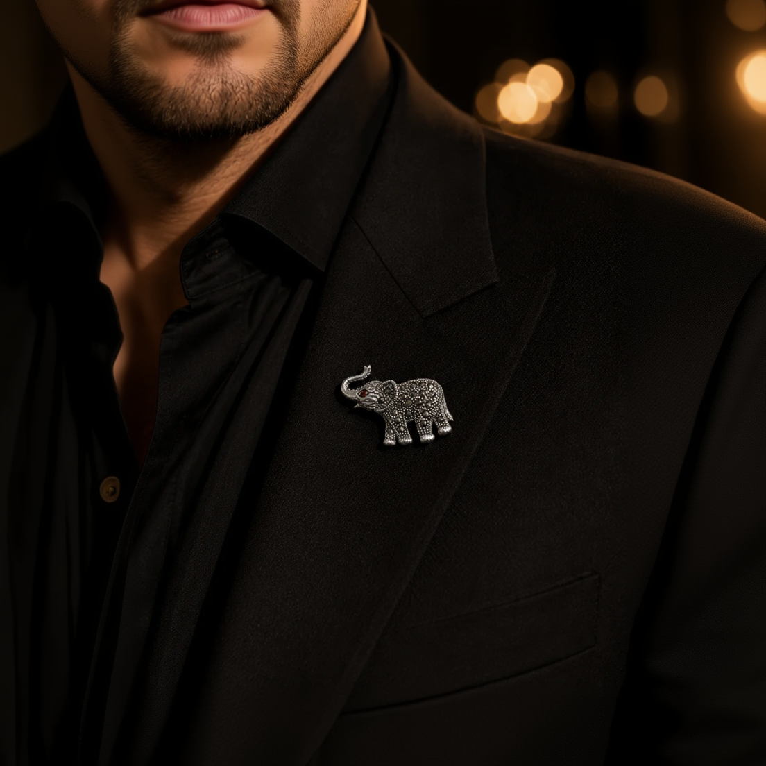 Lucky Elephant Marcasite 92.5 Silver Brooch