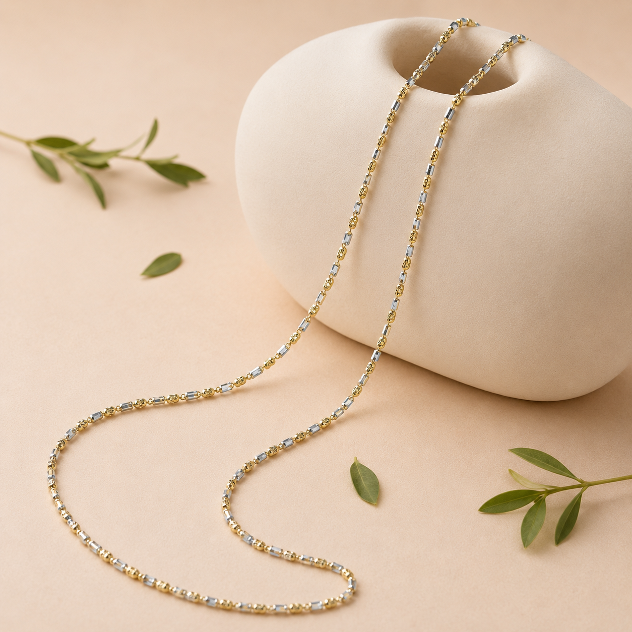 92.5 Sterling Silver Two-Tone Fancy Chain