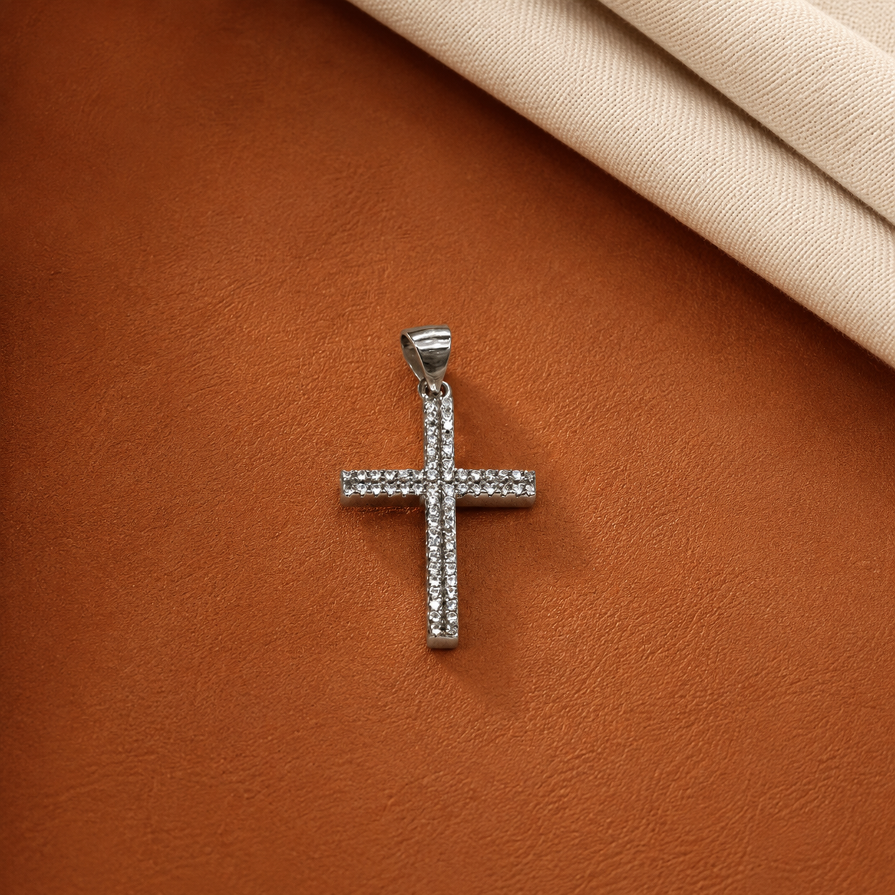 Silver Radiant Faith CZ Cross Pendant