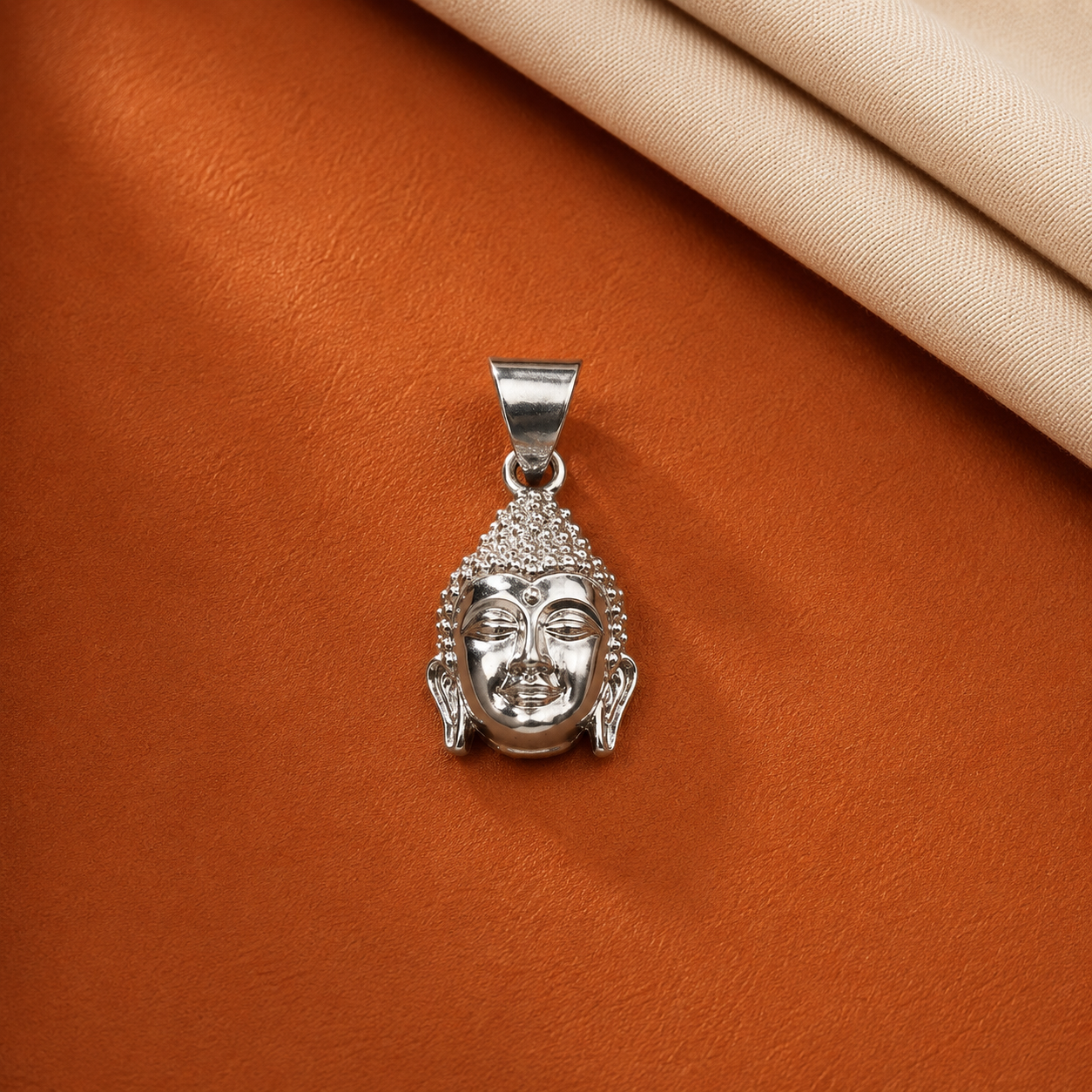 Silver Serene Buddha Face Pendant