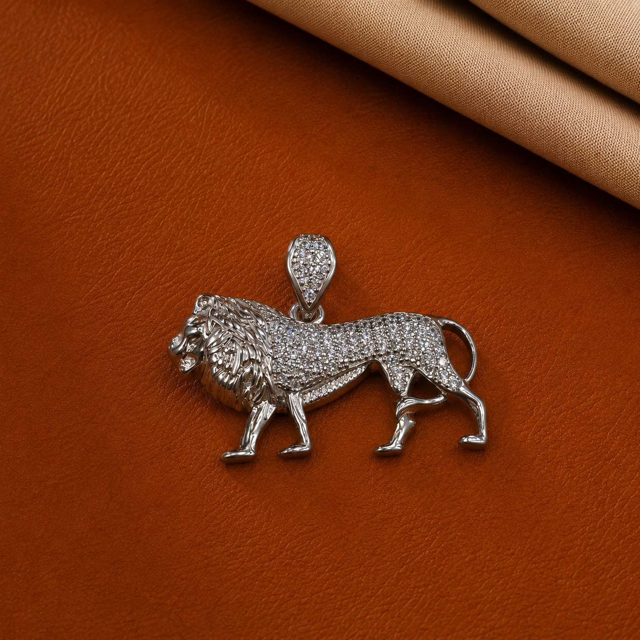 Silver Imperial Lion Cubic Zirconia Pendant