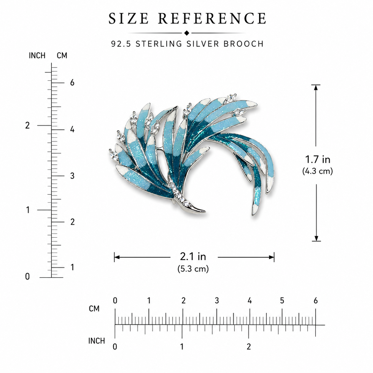 Silver Azure Plume Luxe Brooch