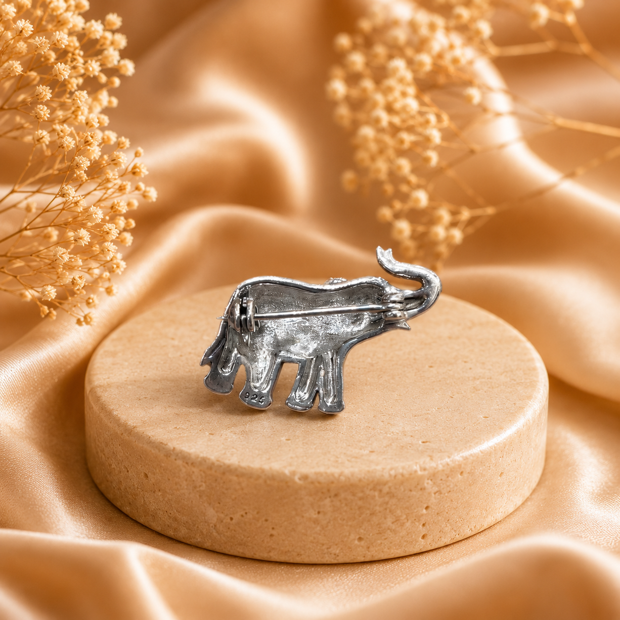 Lucky Elephant Marcasite 92.5 Silver Brooch