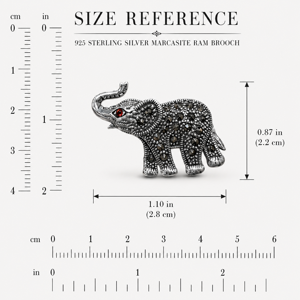 Lucky Elephant Marcasite 92.5 Silver Brooch