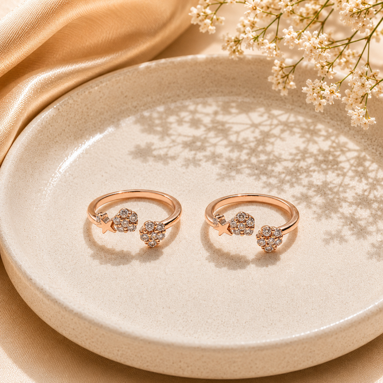 Silver Flower Spark Toe Ring
