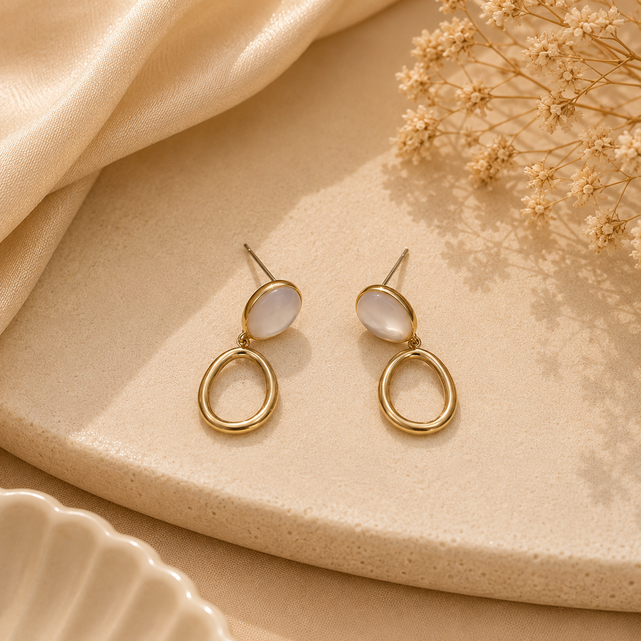 Silver Gold Luna Drop Pearl Tops