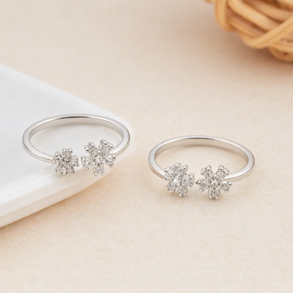 Silver Snowflake Bloom Toe Ring