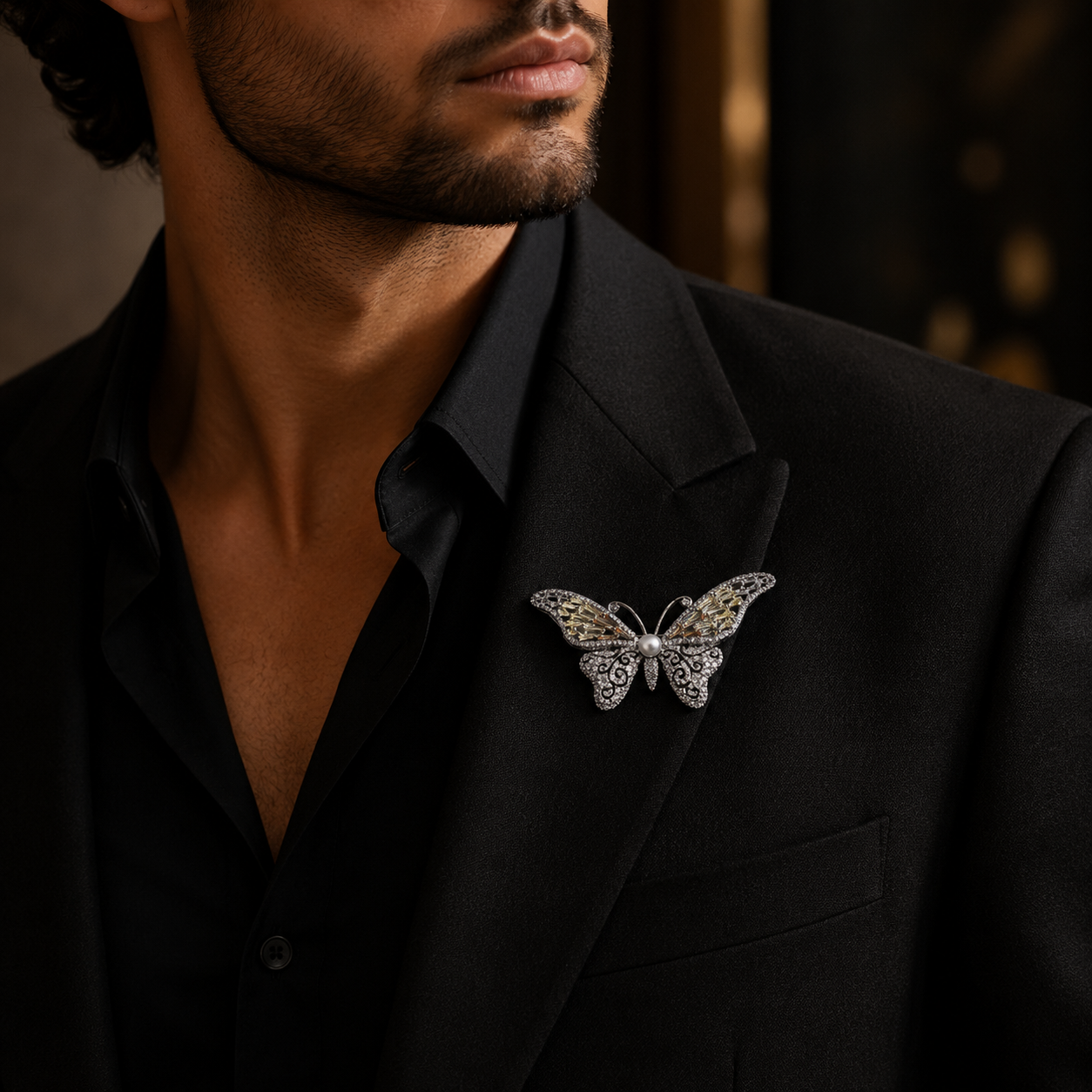 Silver Aurielle Butterfly Luxe Brooch