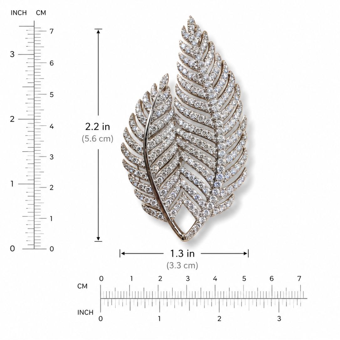 Silver Celeste Fern Luxe Brooch