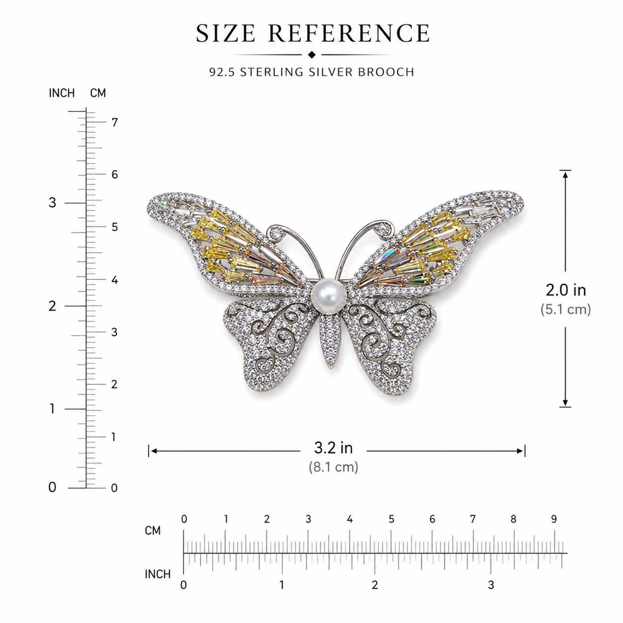 Silver Aurielle Butterfly Luxe Brooch