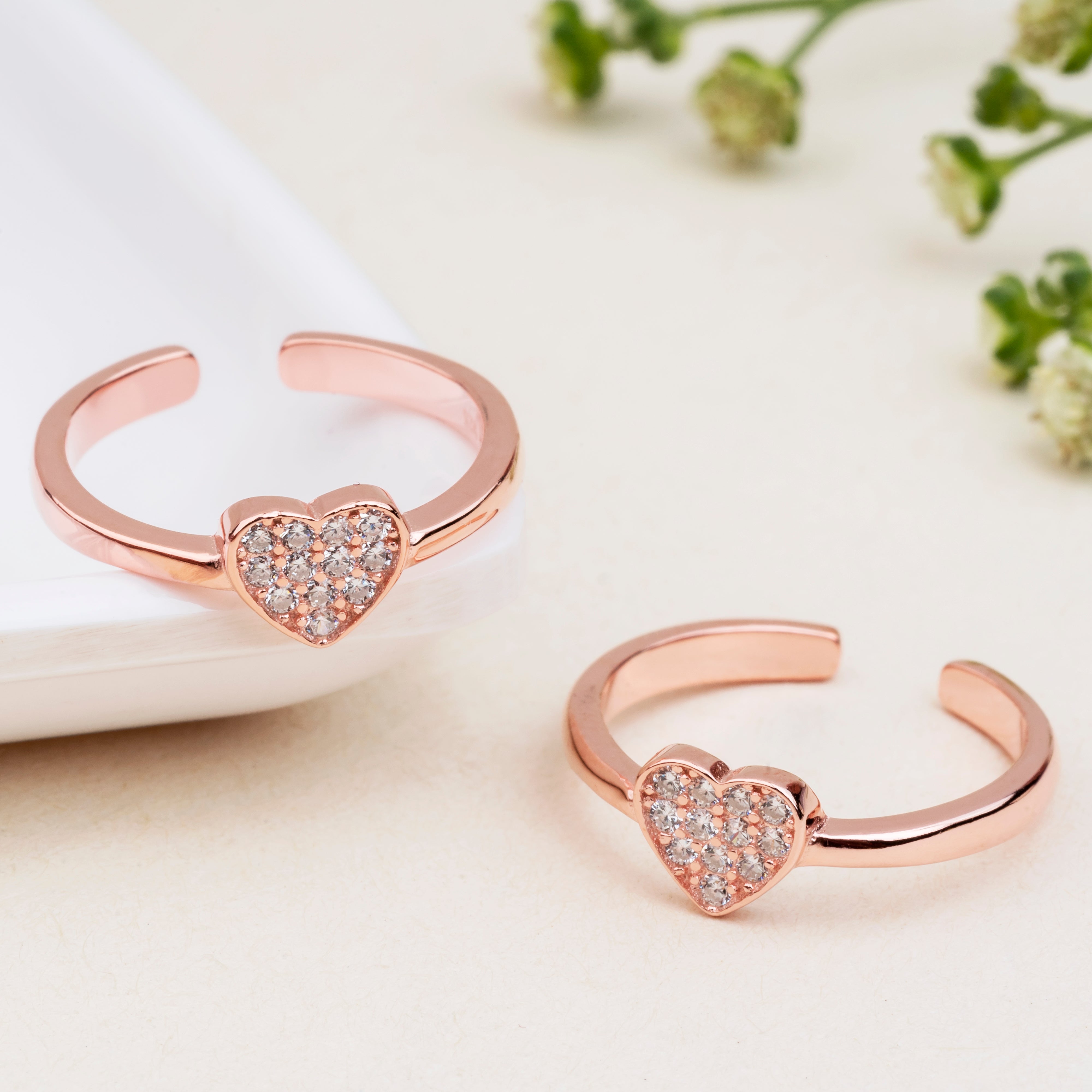 Silver Rose Heart Toe Ring