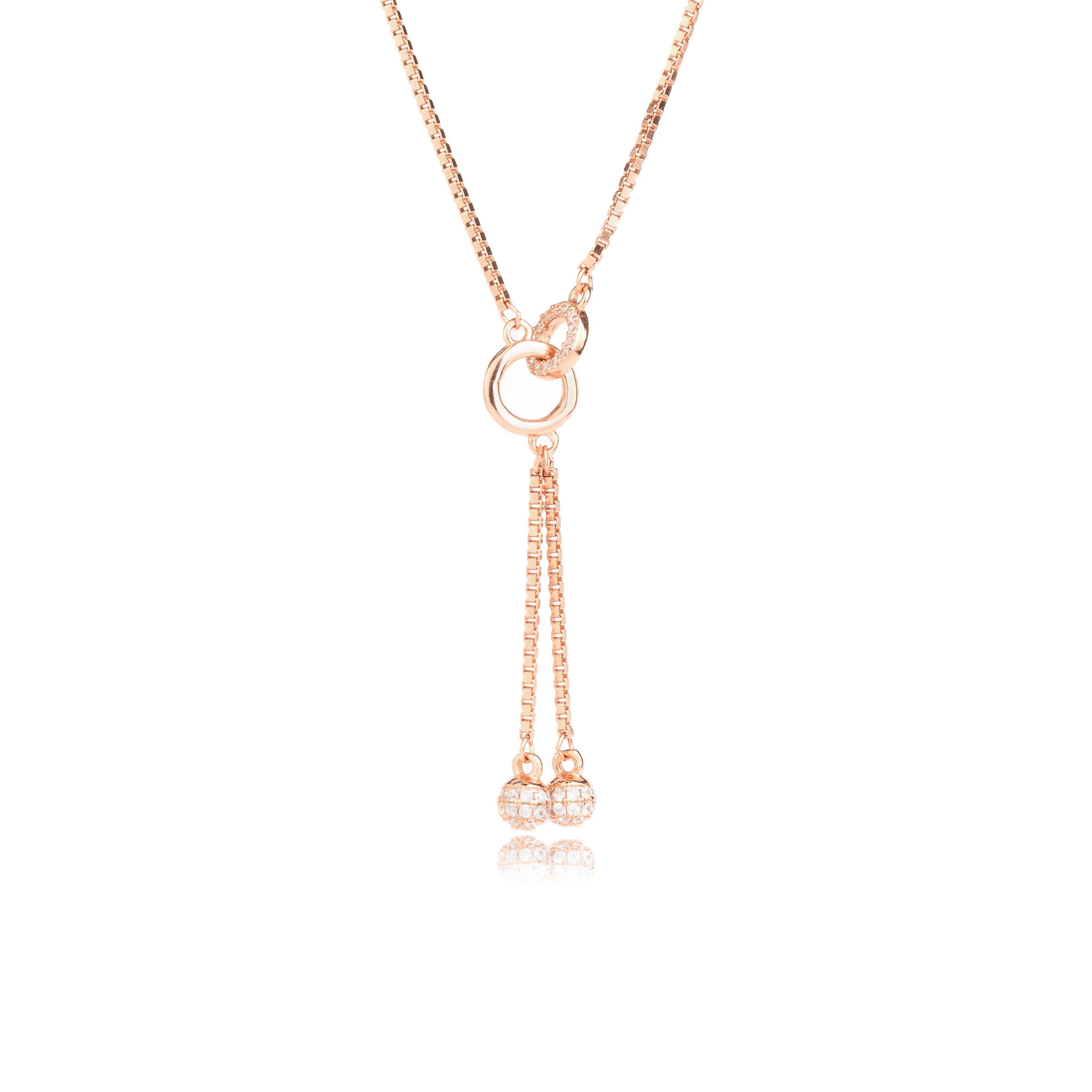 Silver Rose Blush Knot Chain