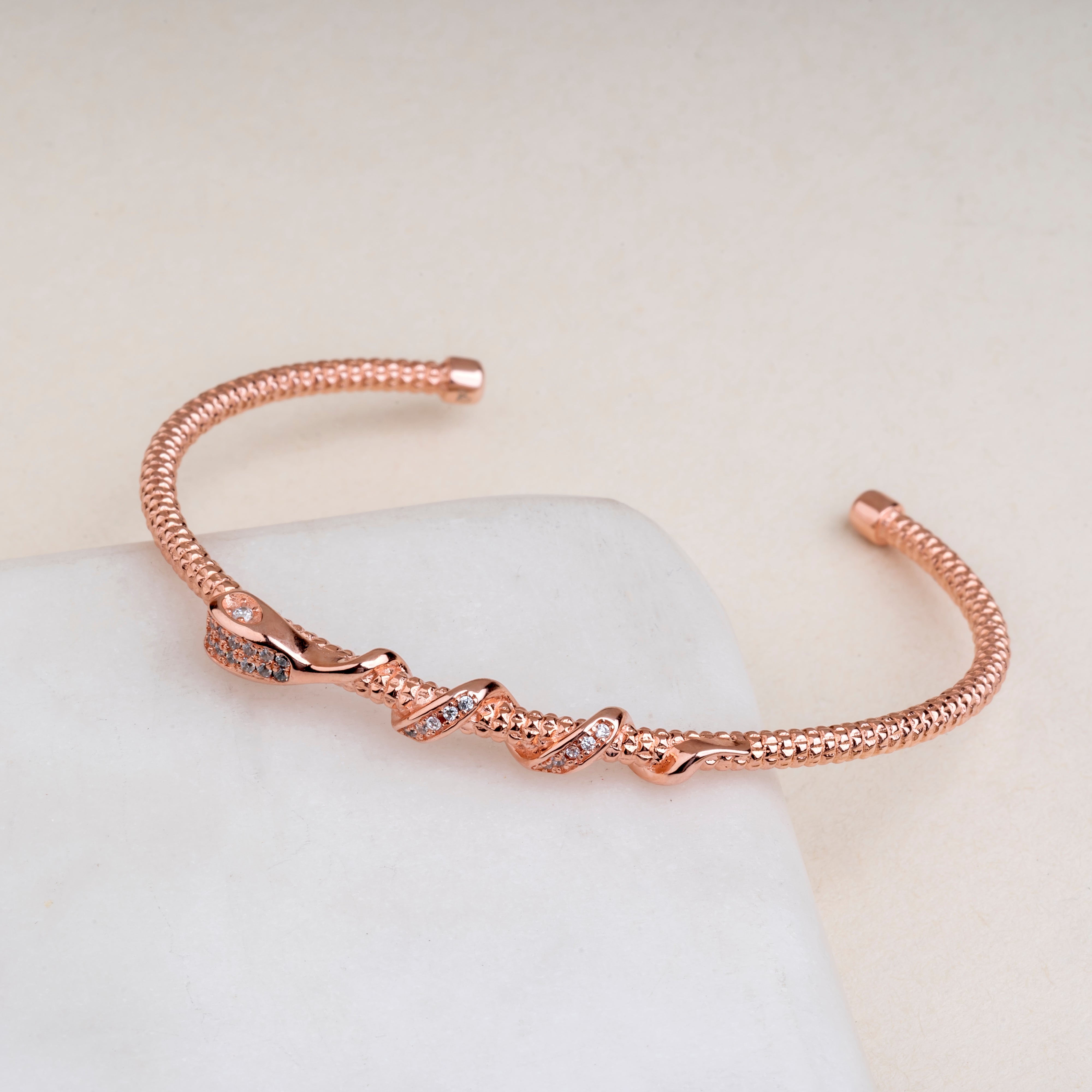 Silver Rose Snake Bracelet