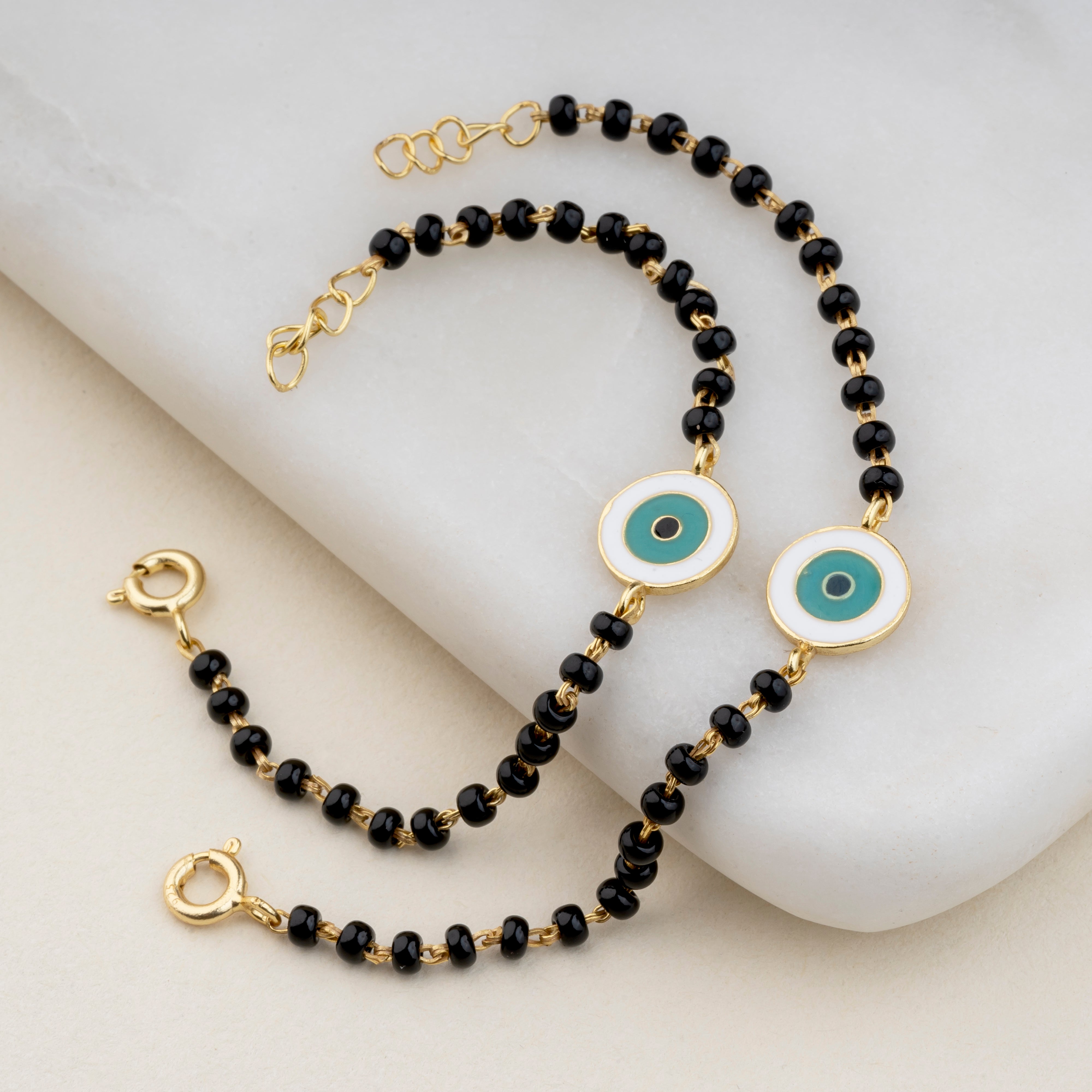 Sterling Silver Nazariya | Antique bridal jewelry, Black beaded bracelets,  Baby jewelry gold