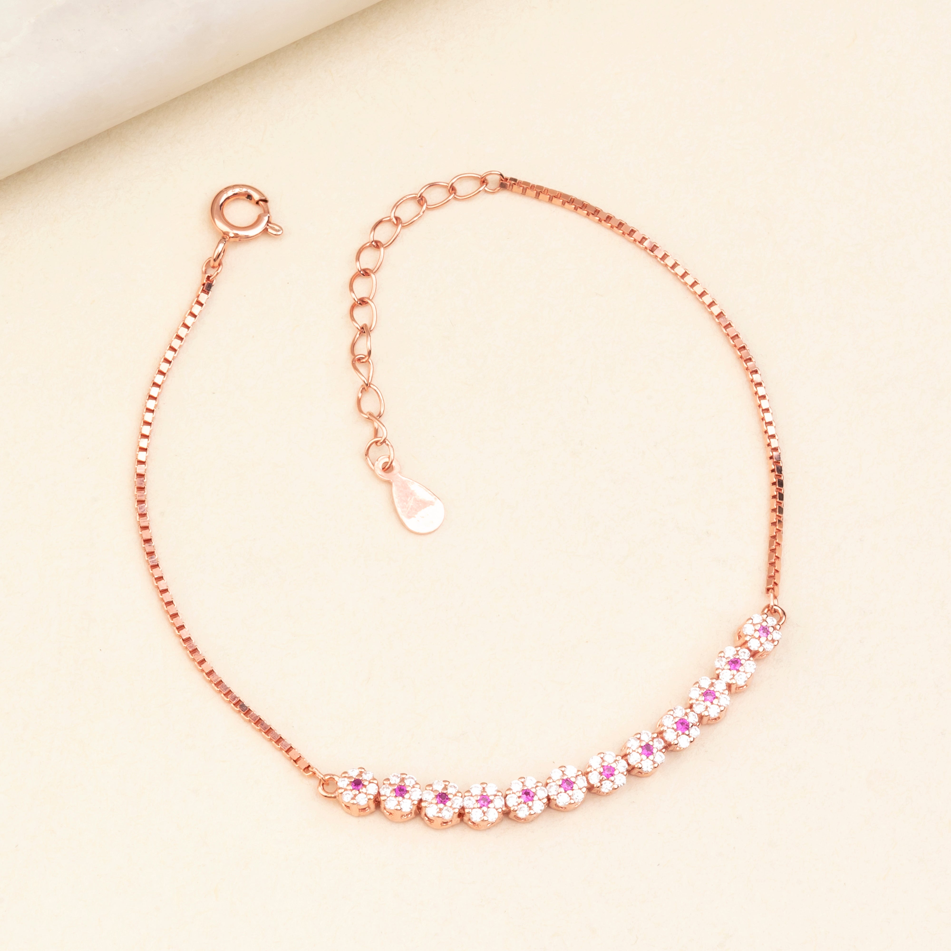 Silver Rose Pink Tennis Bracelet